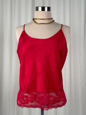 Lilac & London floral lace red camisole tank top medium
